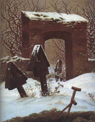 Caspar David Friedrich Cemetery in the Snow (mk10) oil painting image